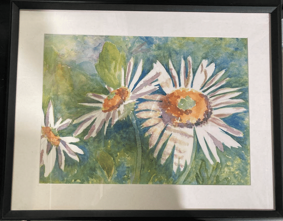 Framed Watercolor Daisies
