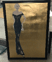 Black Dress on Gold 22x32