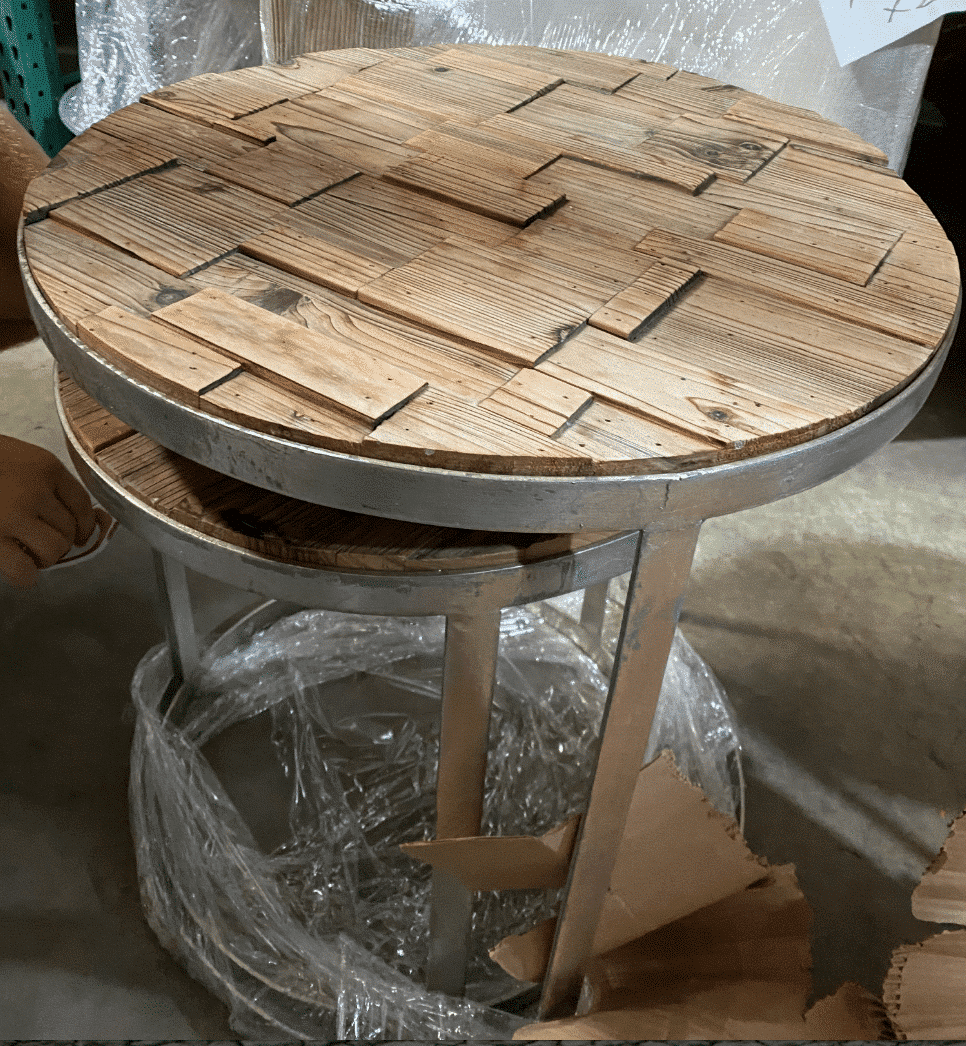 Raised Wood Side Table Set