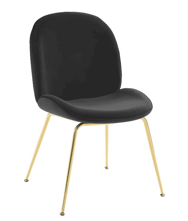 Black Scoop Gold Stainless Steel Leg Performance Velvet Dining Chair