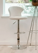 Winged White Leather Counterstool