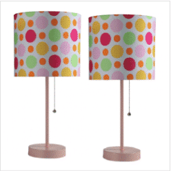 Pink Polka Dot Lamp 18.5"