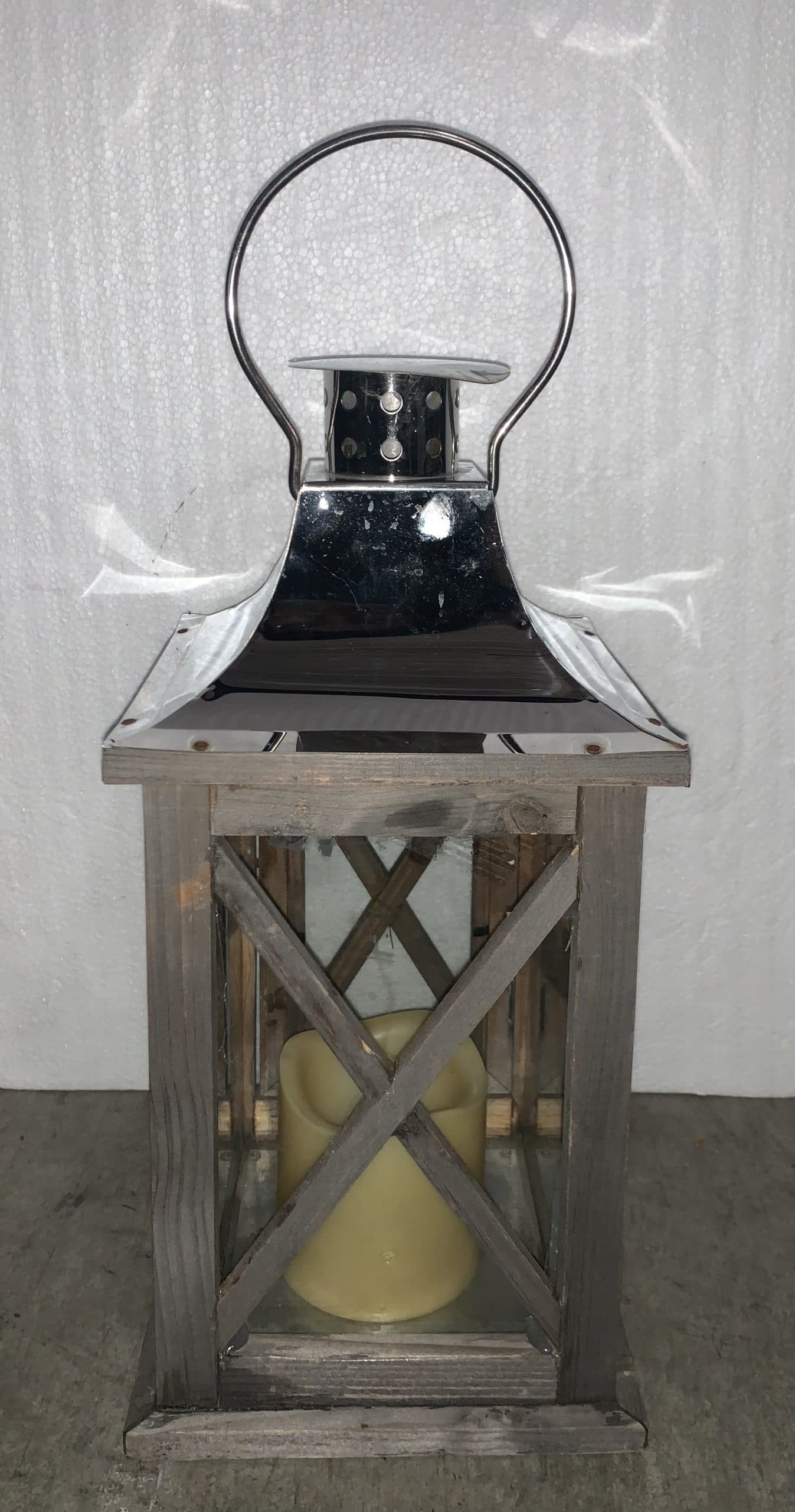 Grey Wood w/ Chrome Lantern