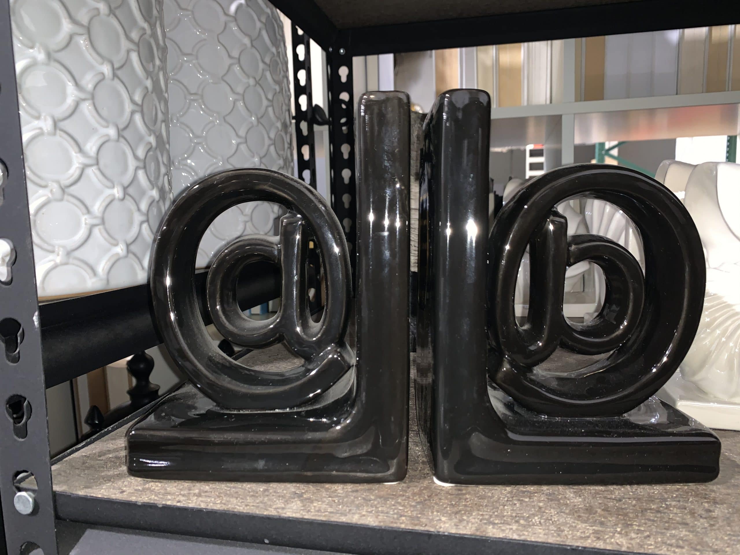 @ Shiny Black Bookends 8"