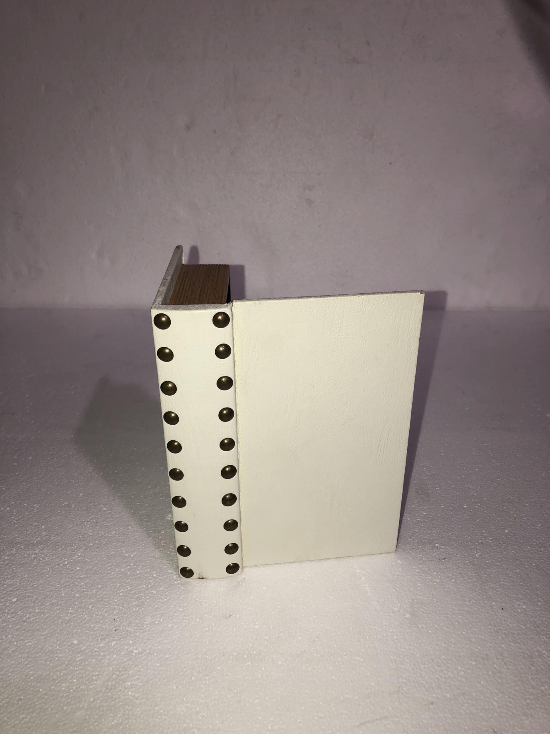 White Leather & Bronze Beads Decorative Box III