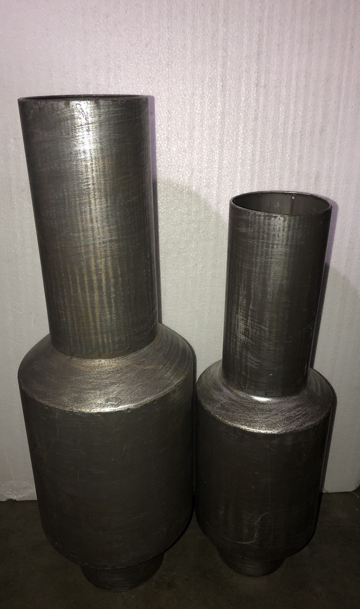 Rustic Chrome Decorative Vase Set 20 & 24"