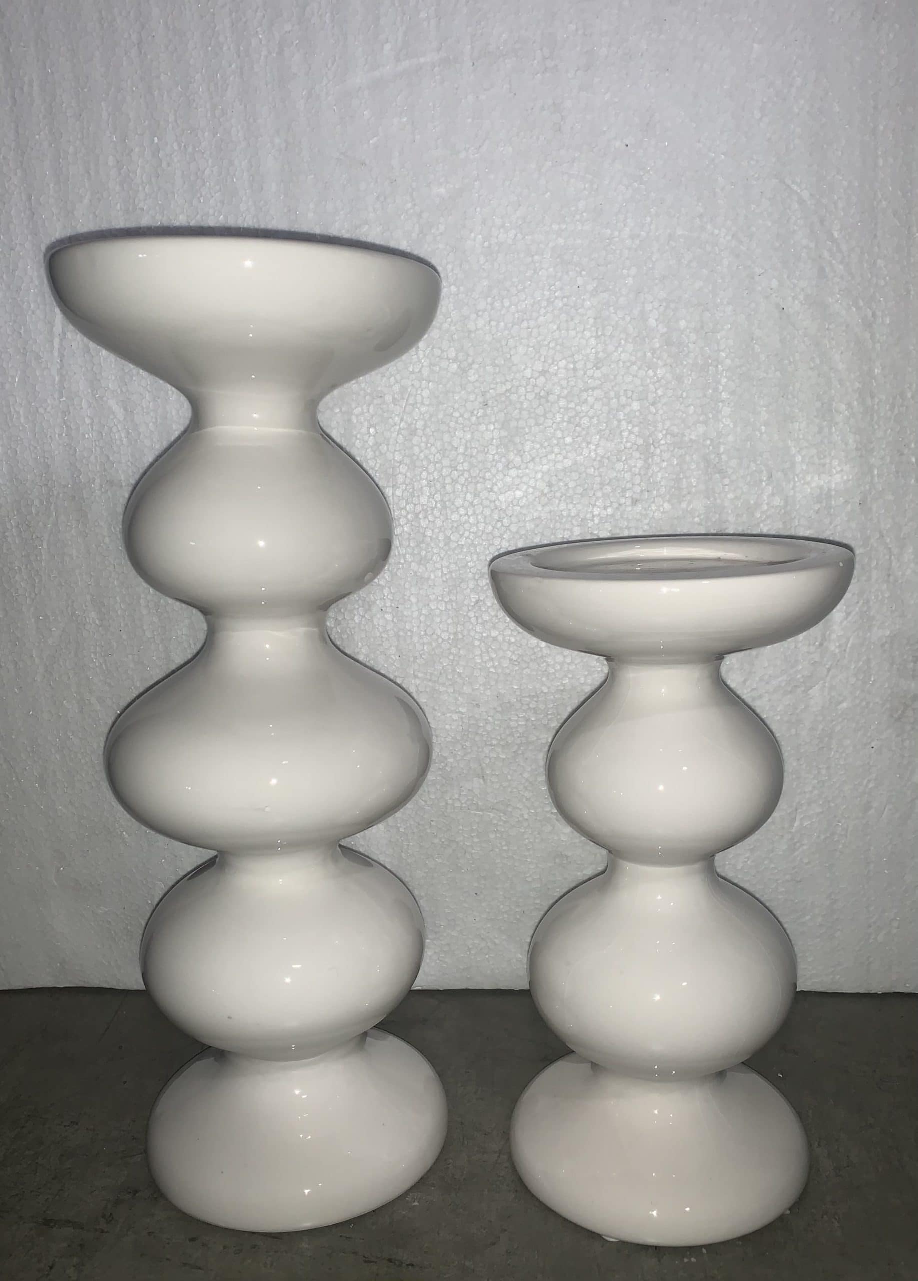White Orbs Candle Holder Set 9 & 12"