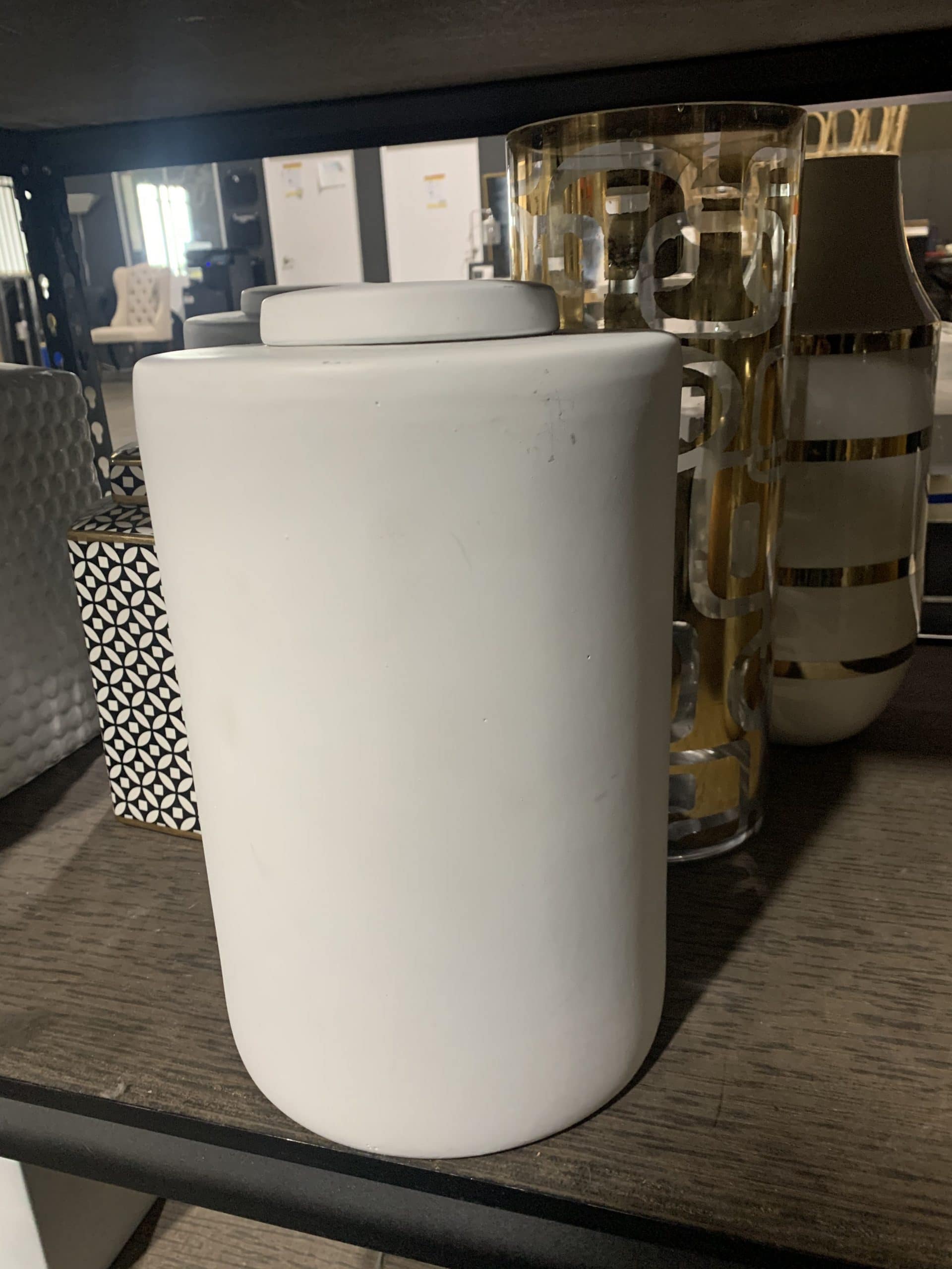 Round Oversized Matte White Decorative Jar