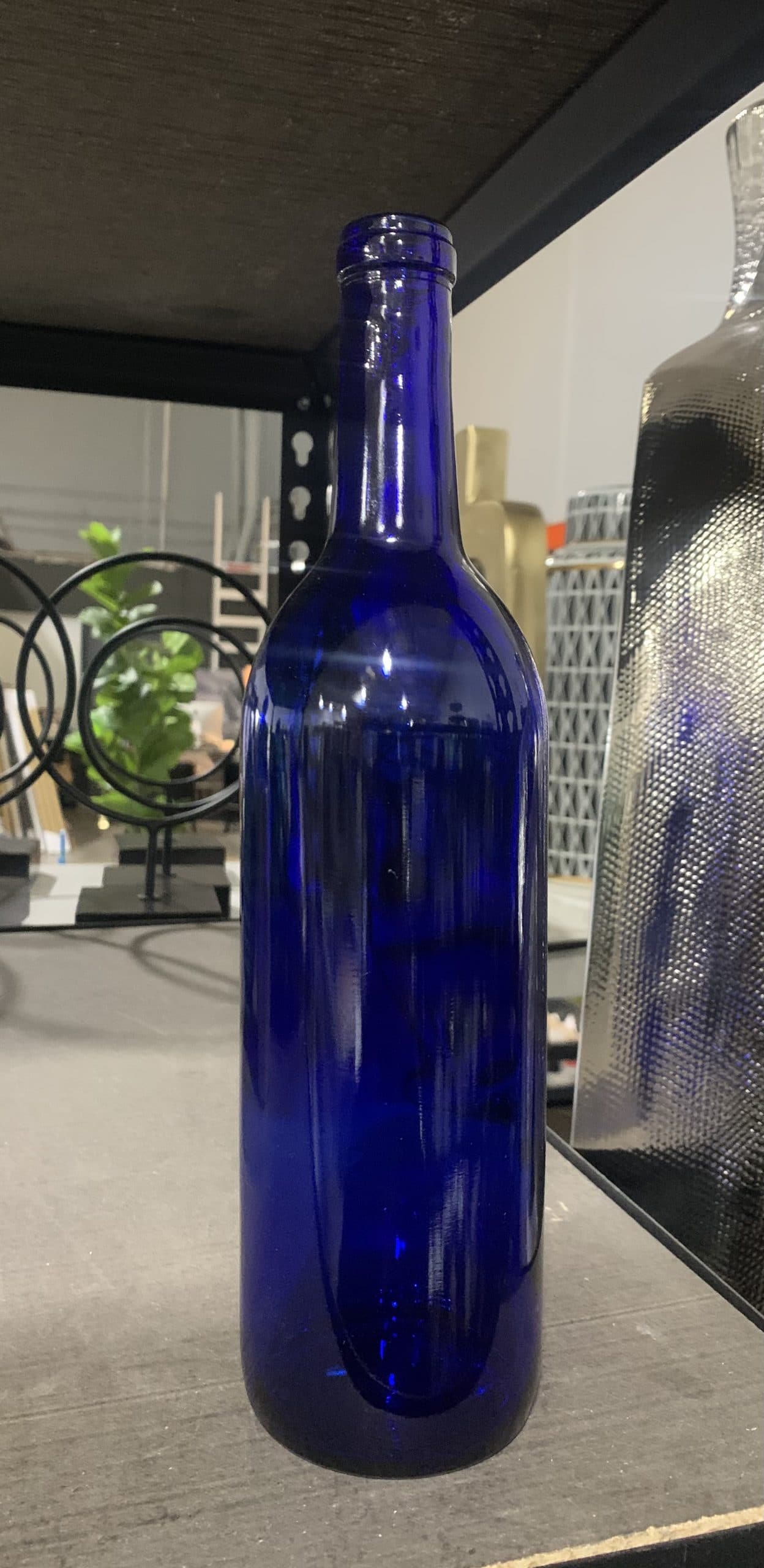 Clear Royal Blue Glass Bottle 11"