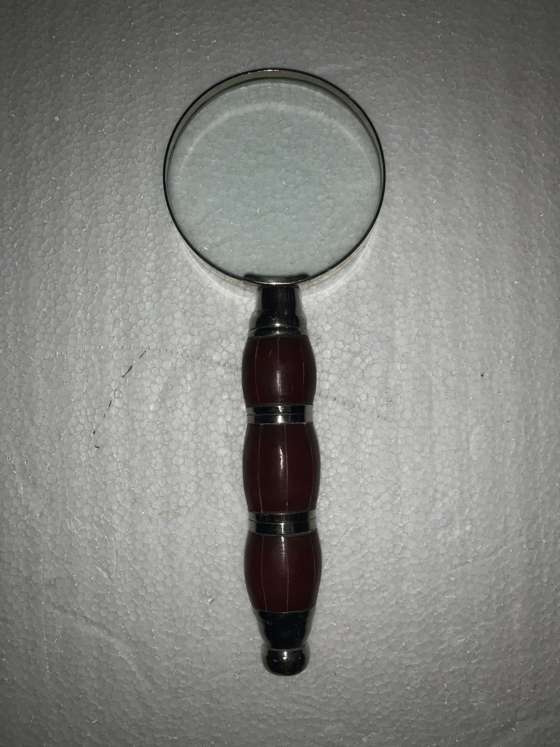 Three Tier Red Handle Crystal Magnifying Glass 8"