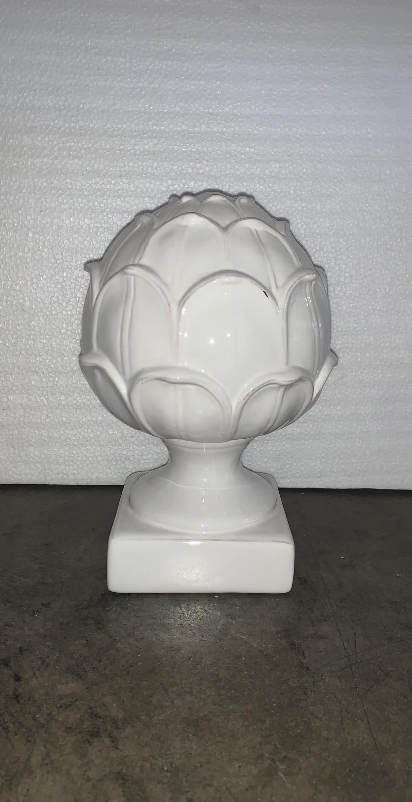 Squared White Artichoke Sculpture 8"