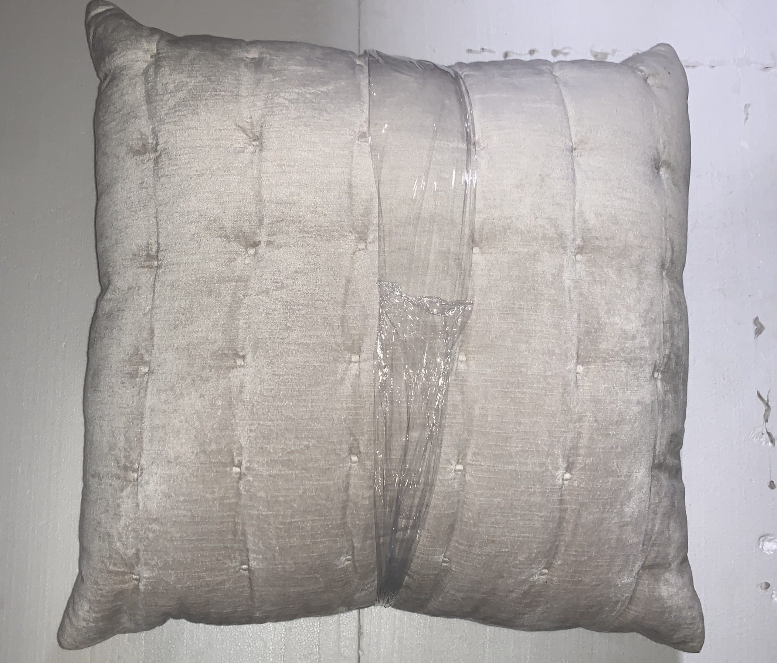 Pair Velvet Taupe Button Tufted 25x25