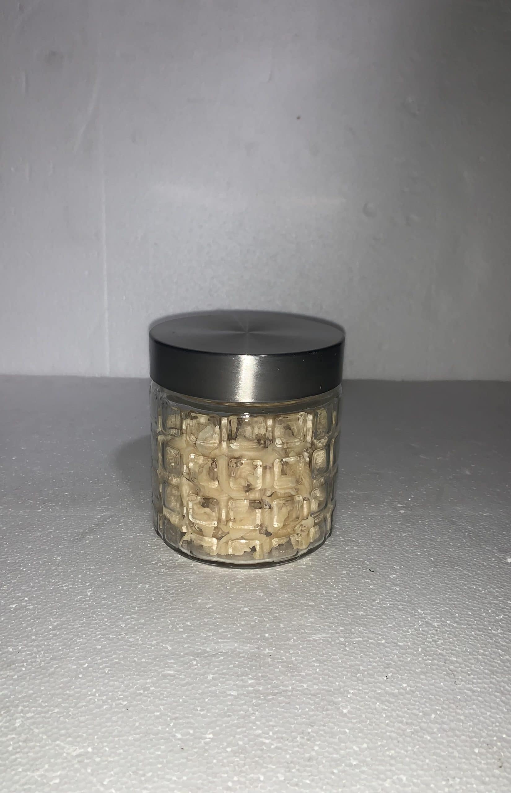 Glass Kitchen Canister w/ Embossed Squares III 5"