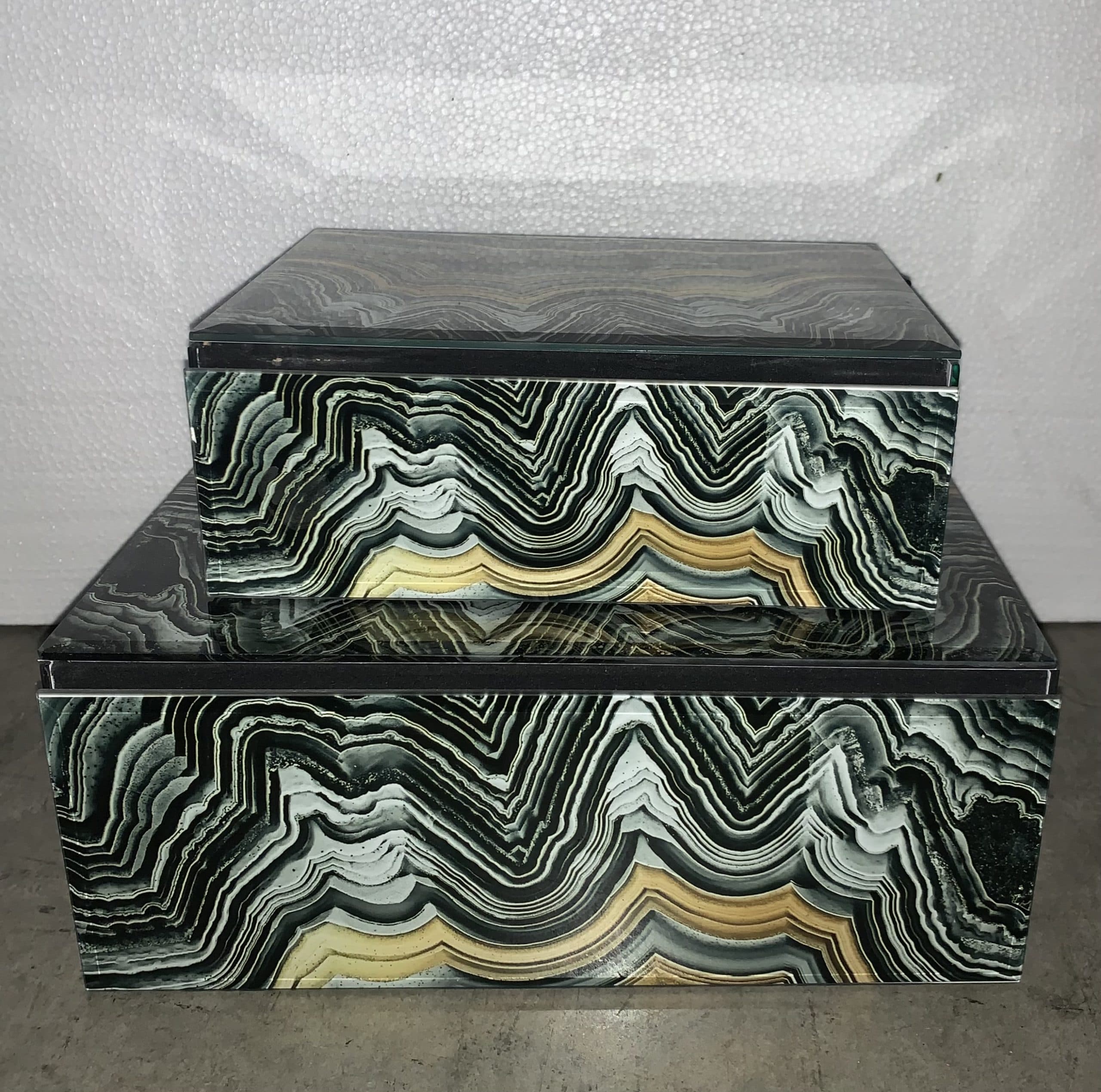 Aqua Multi Colored Geo Decorative Box Set