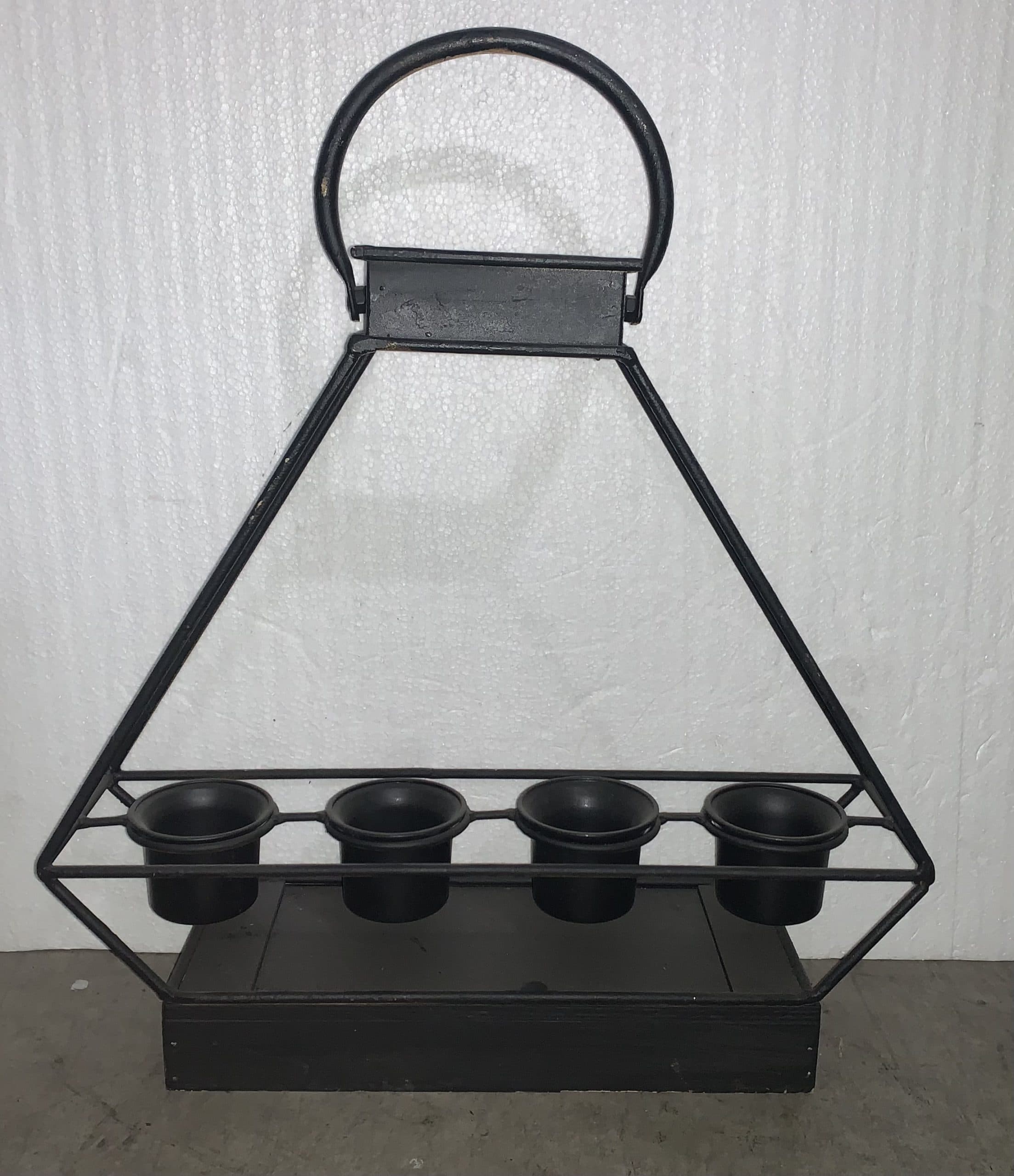 Vintage Wood Black Candle Holder 14"