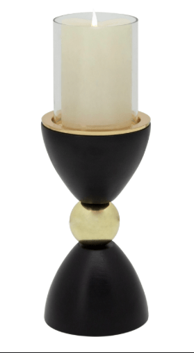 Black Pillar Candle Holder 12"