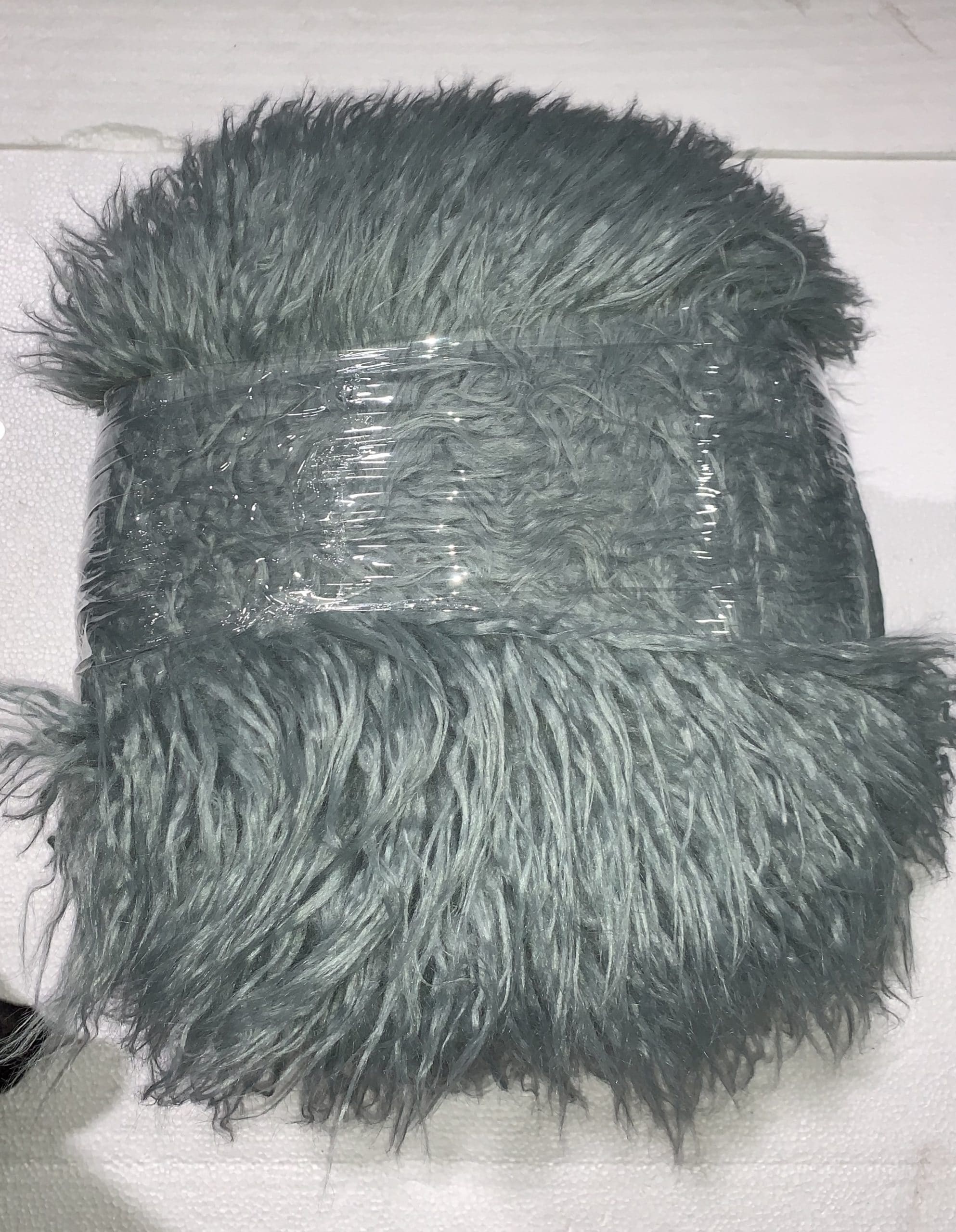 Round Blue Faux Fur 12x12