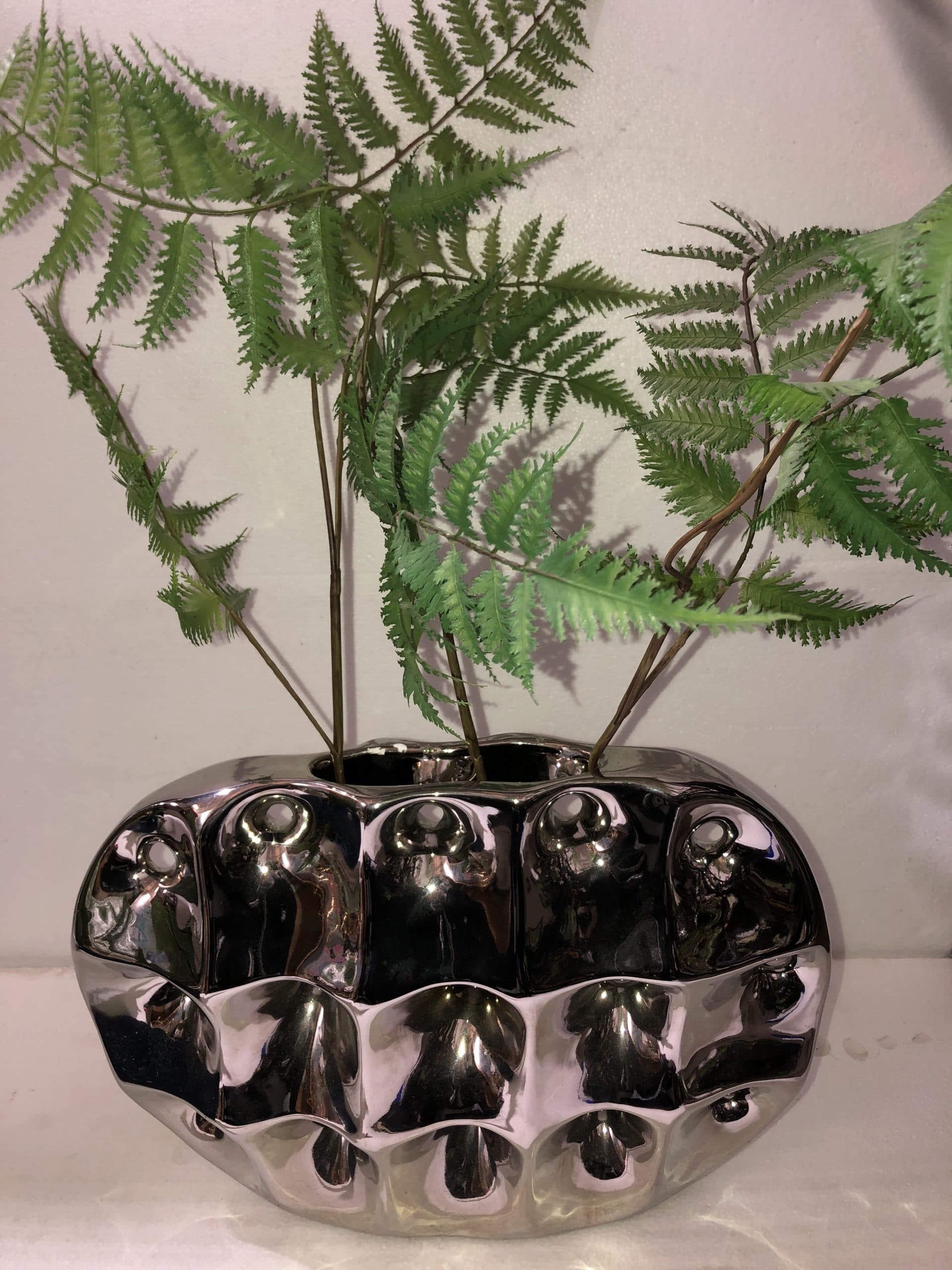 Chrome Hollow Dimples Decorative Vase