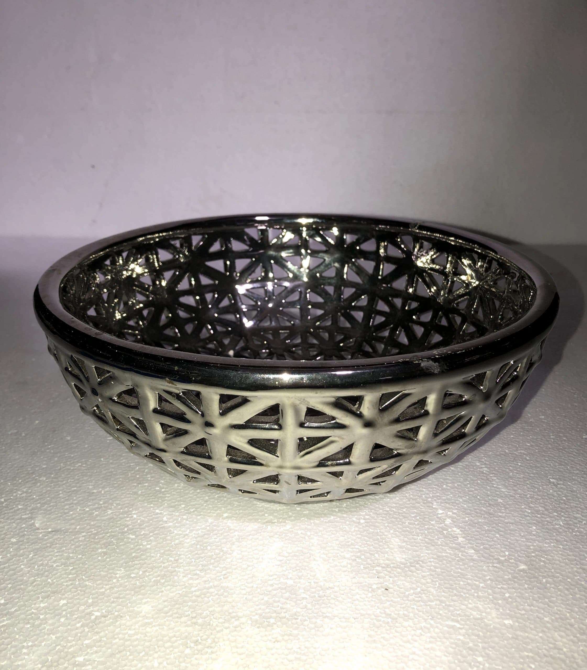 Chrome Hollow Pattern Decorative Bowl