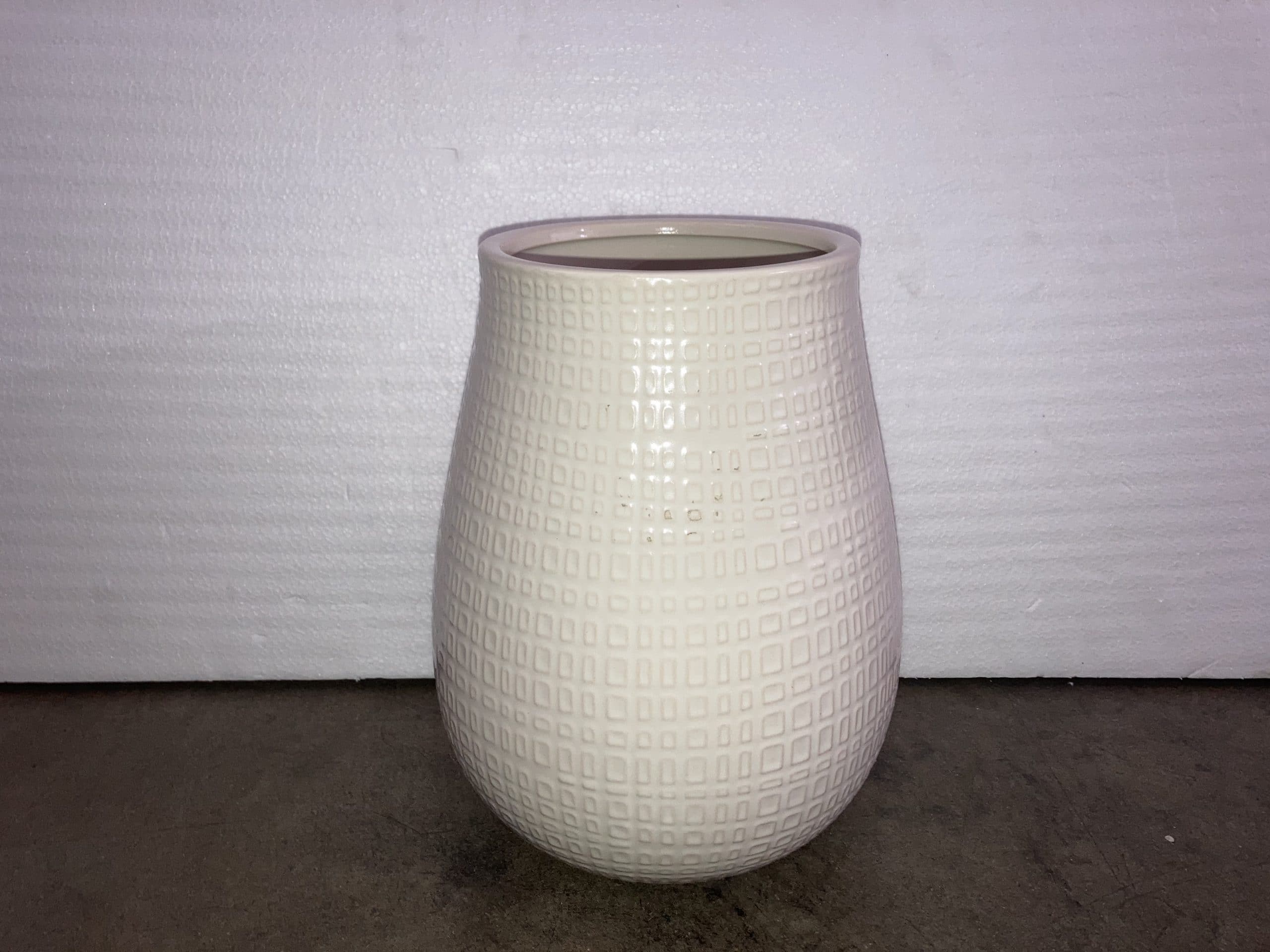 Textured Cream Decorative Vase 10"