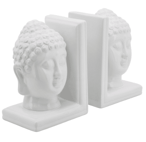 White Buddha Head Bookends