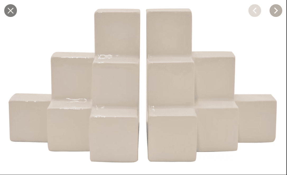 Shiny White Cube Bookend 7"