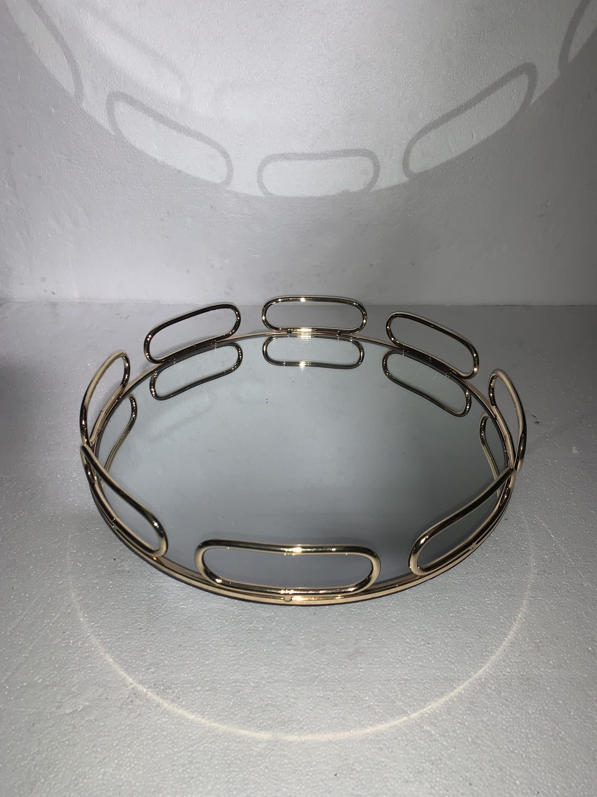 Round Gold Mirrored Tray 15"