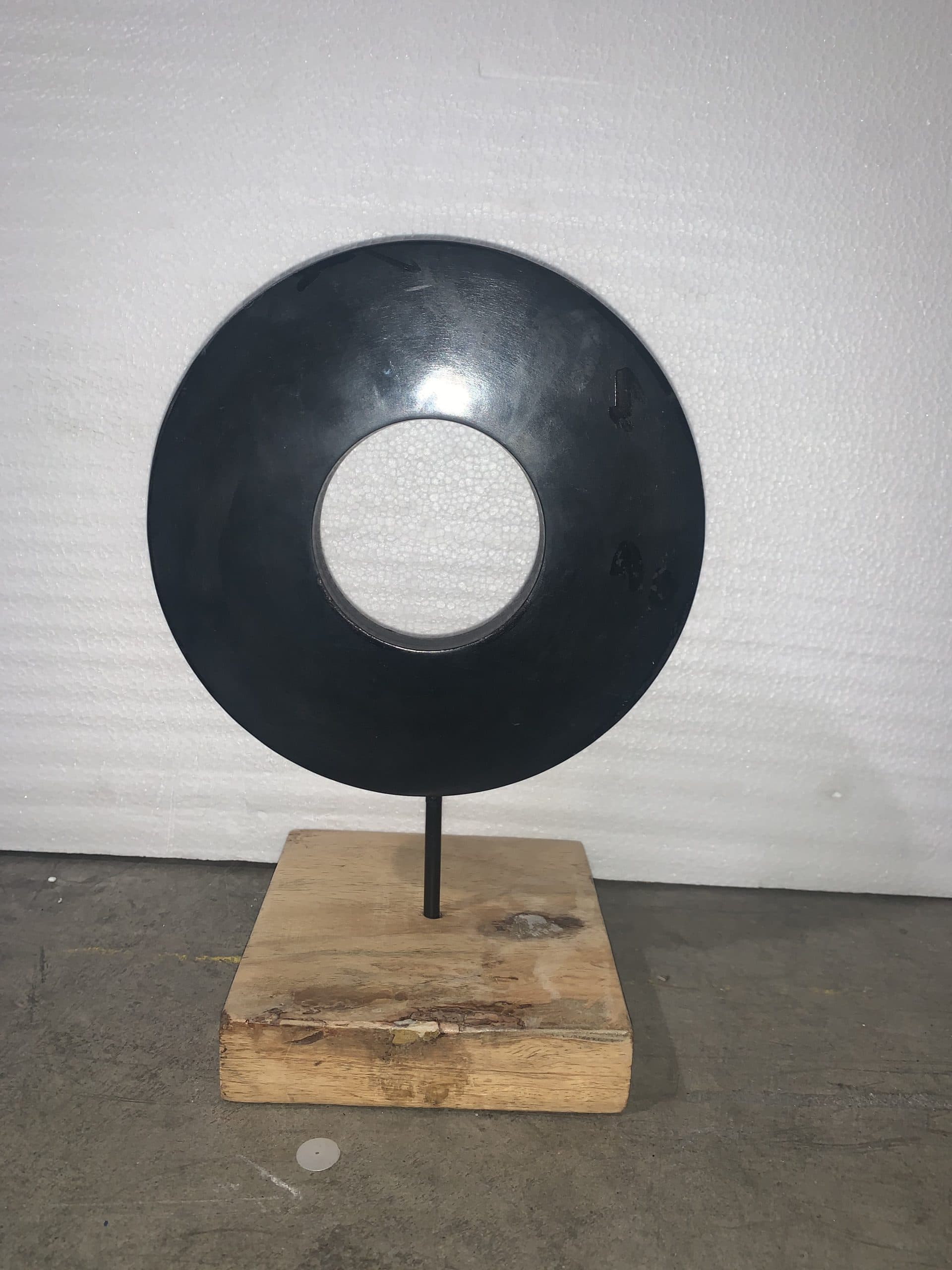 Decorative Round w/ Wood Base Sculpture 11"