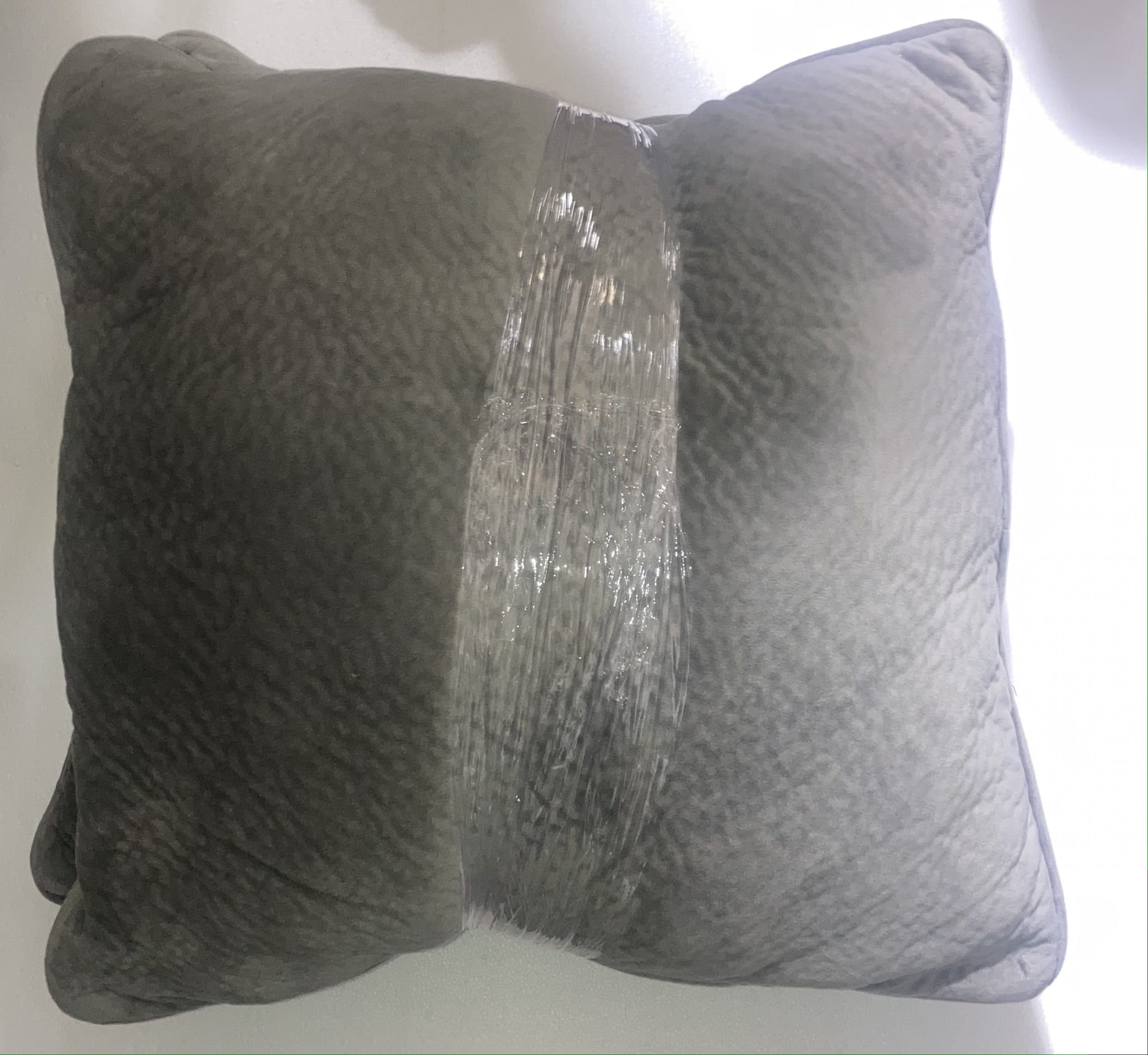 Grey Textured Velvet Throw Pillow 20 x 20
