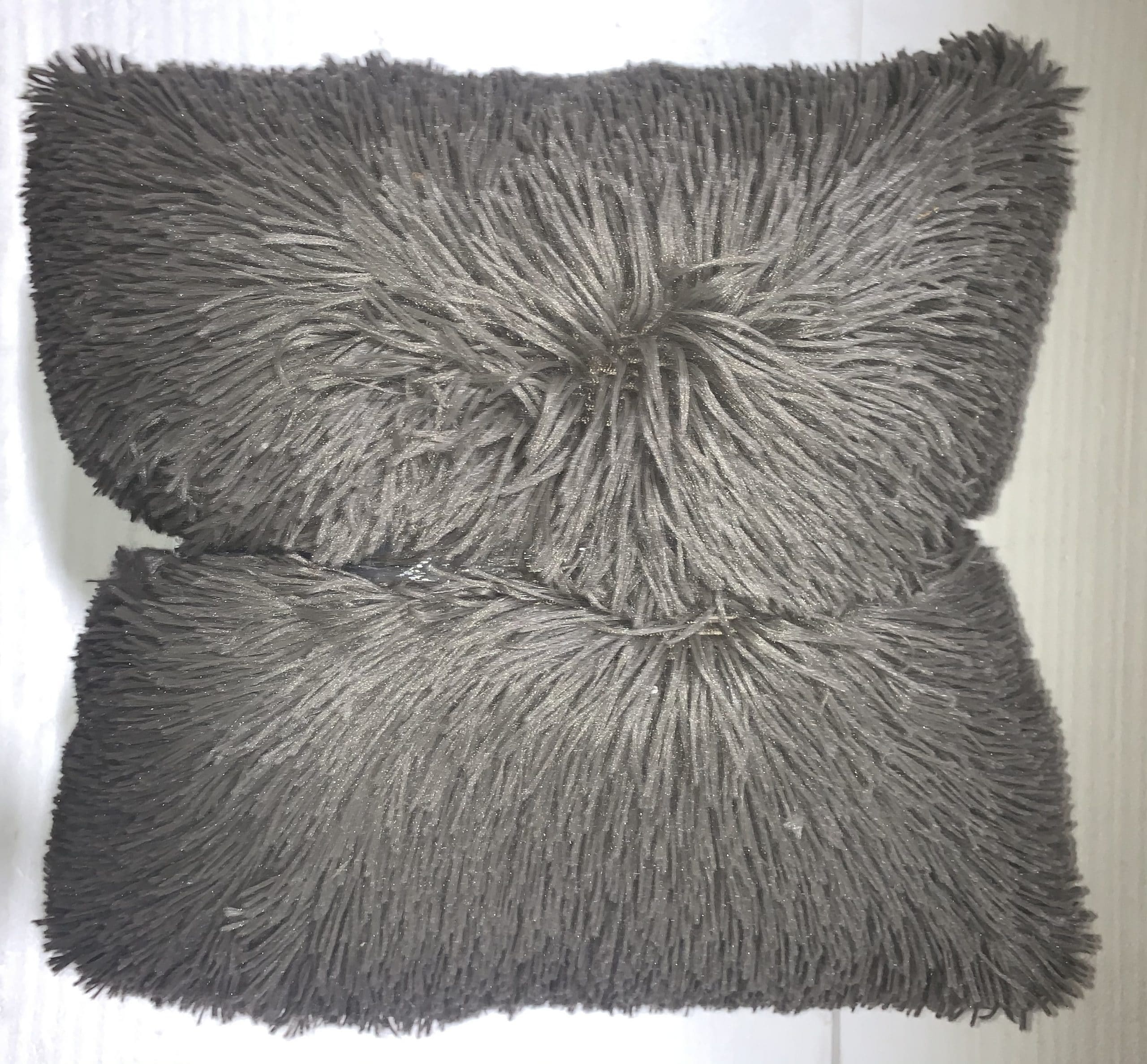 Dark Grey Furry Throw Pillow 17 x 17