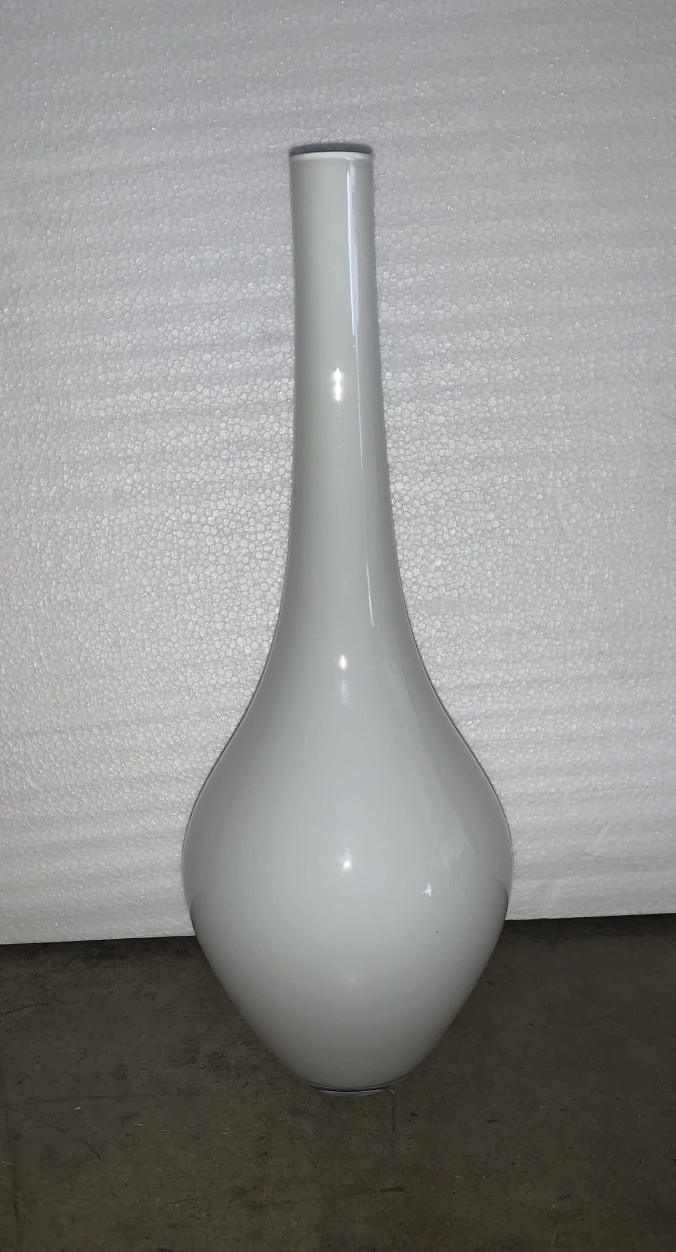 White Hand Blown Vase I  12"