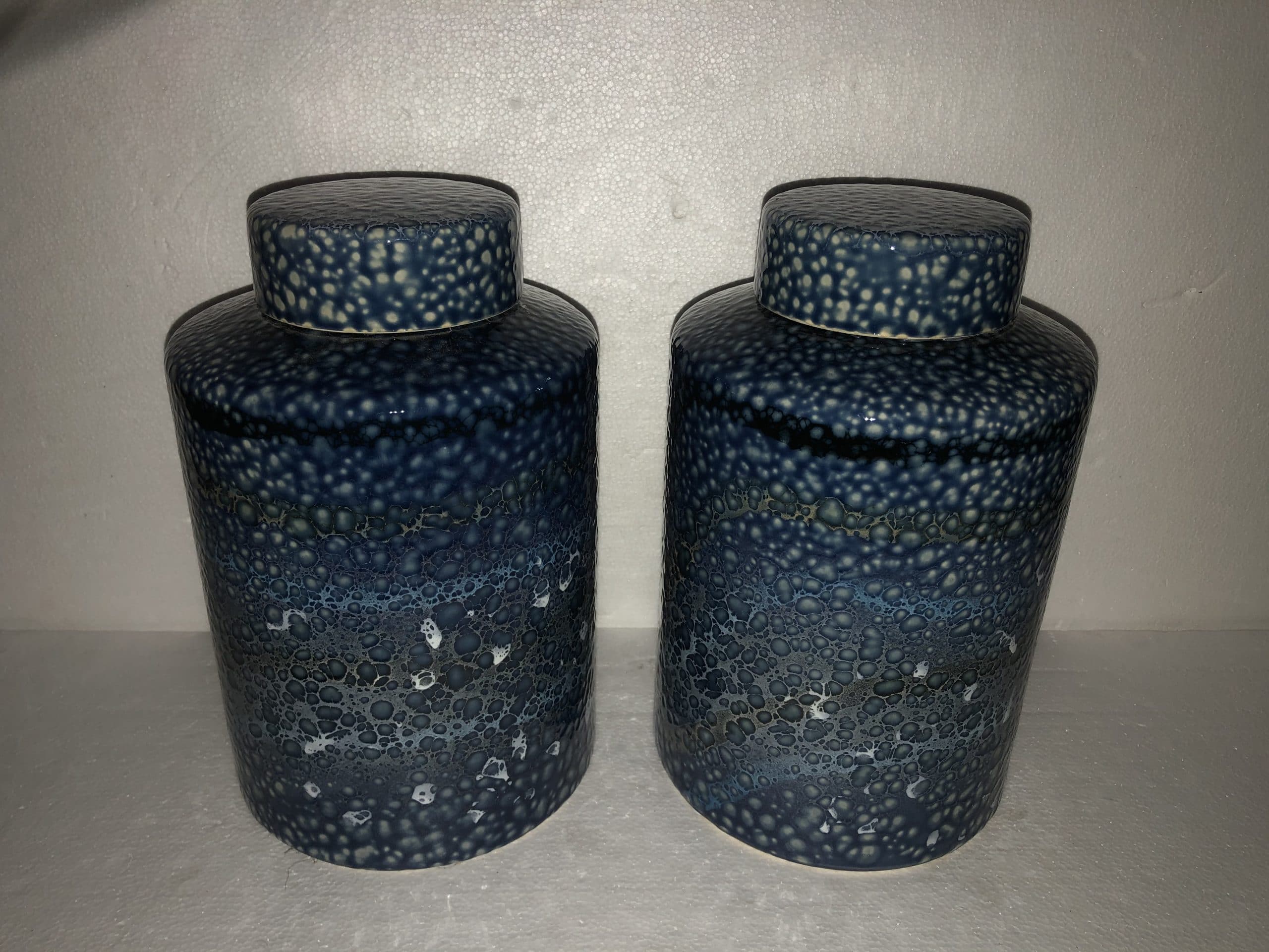 Single Ocean Blue Decorative Jar 13"