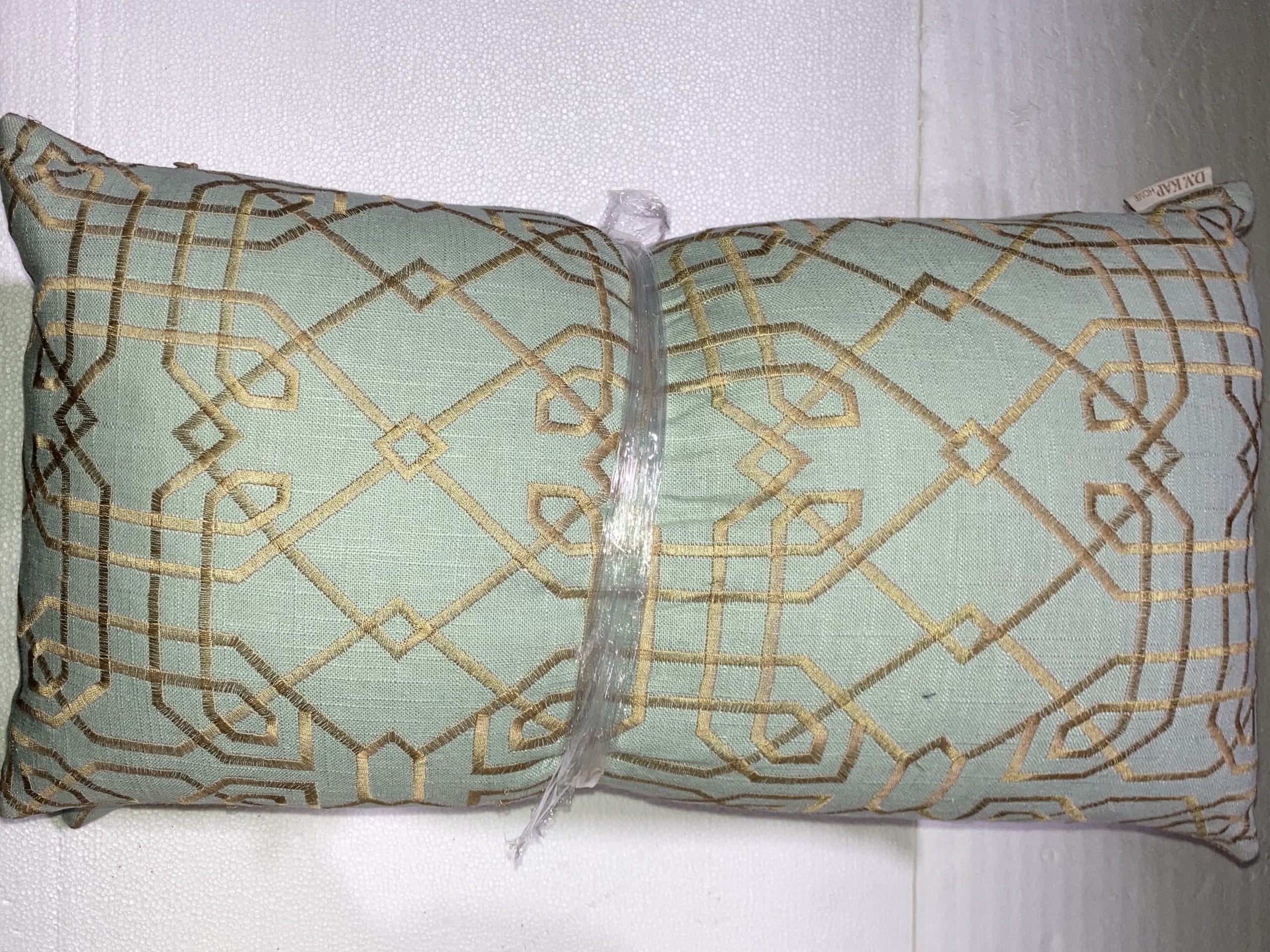 Lumbar Mint w/ Gold Geometric Pattern 23 x 12"