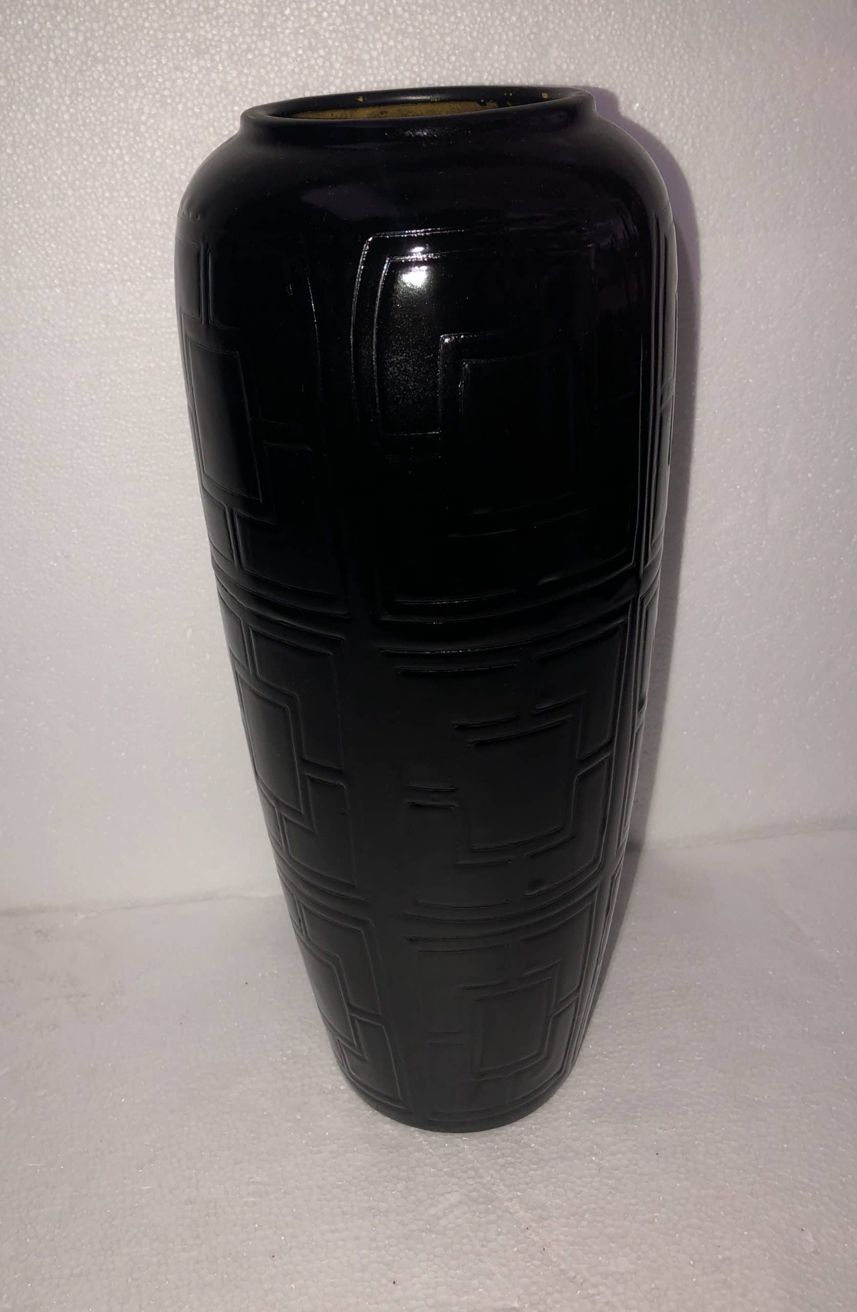 Black w/ Square Pattern Decorative Vase 18"