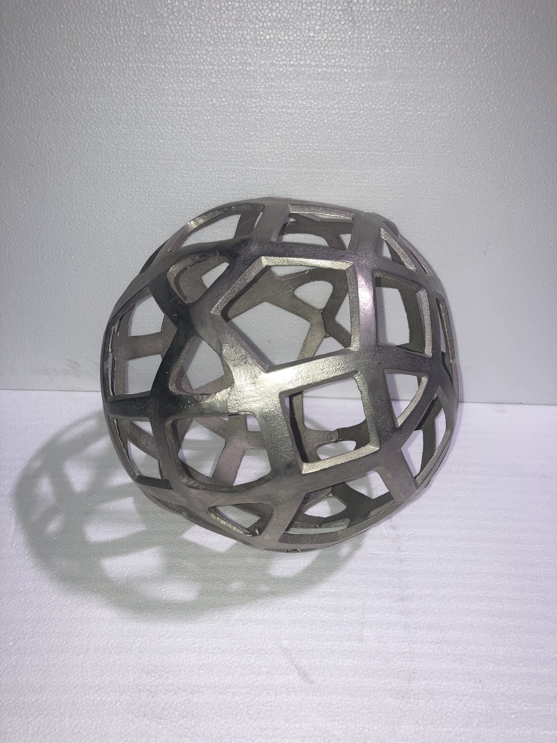 Silver Metal Geometric Sculpture 12”