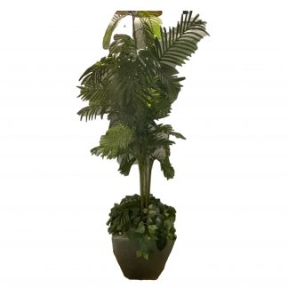 Silver Rectangular Base Palm Tree 6"