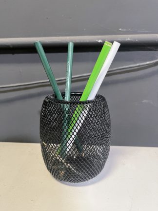 Round Black Steel Mesh Pencil Holder 4h"