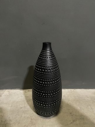 Single Black Tall Moire Dots Vase 24"