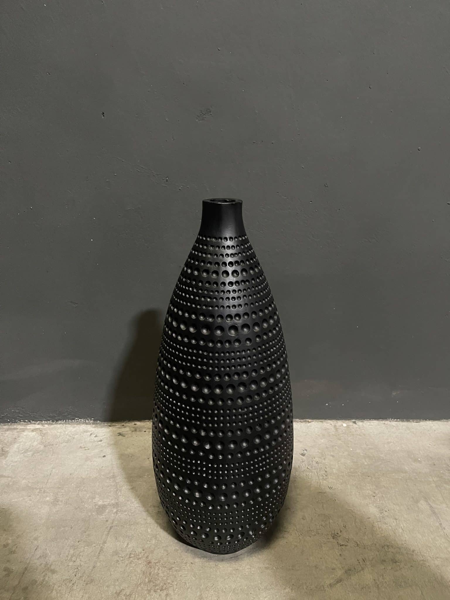 Single Black Tall Moire Dots Vase 24"