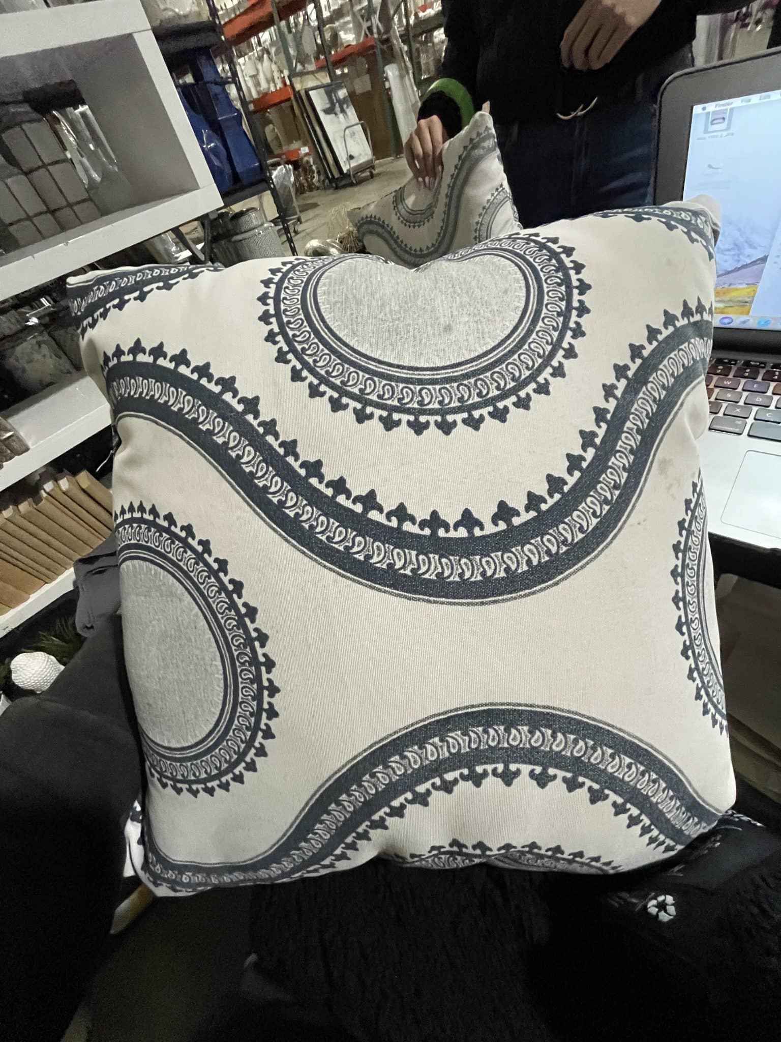 Navy Pattern on Cream-Patio Pillow Set