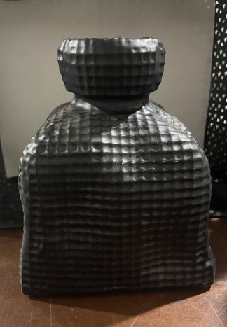 Matte Black Squared Vase 8"