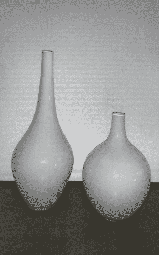 Set of White Hand Blown Vase 8 & 12″