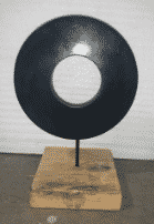 Decorative Round w/ Wood Base Sculpture 9"H