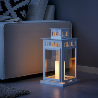 White Borrby Lantern 11H"