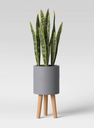 Faux Snake Floor Plant in Pot with Gray Legs
