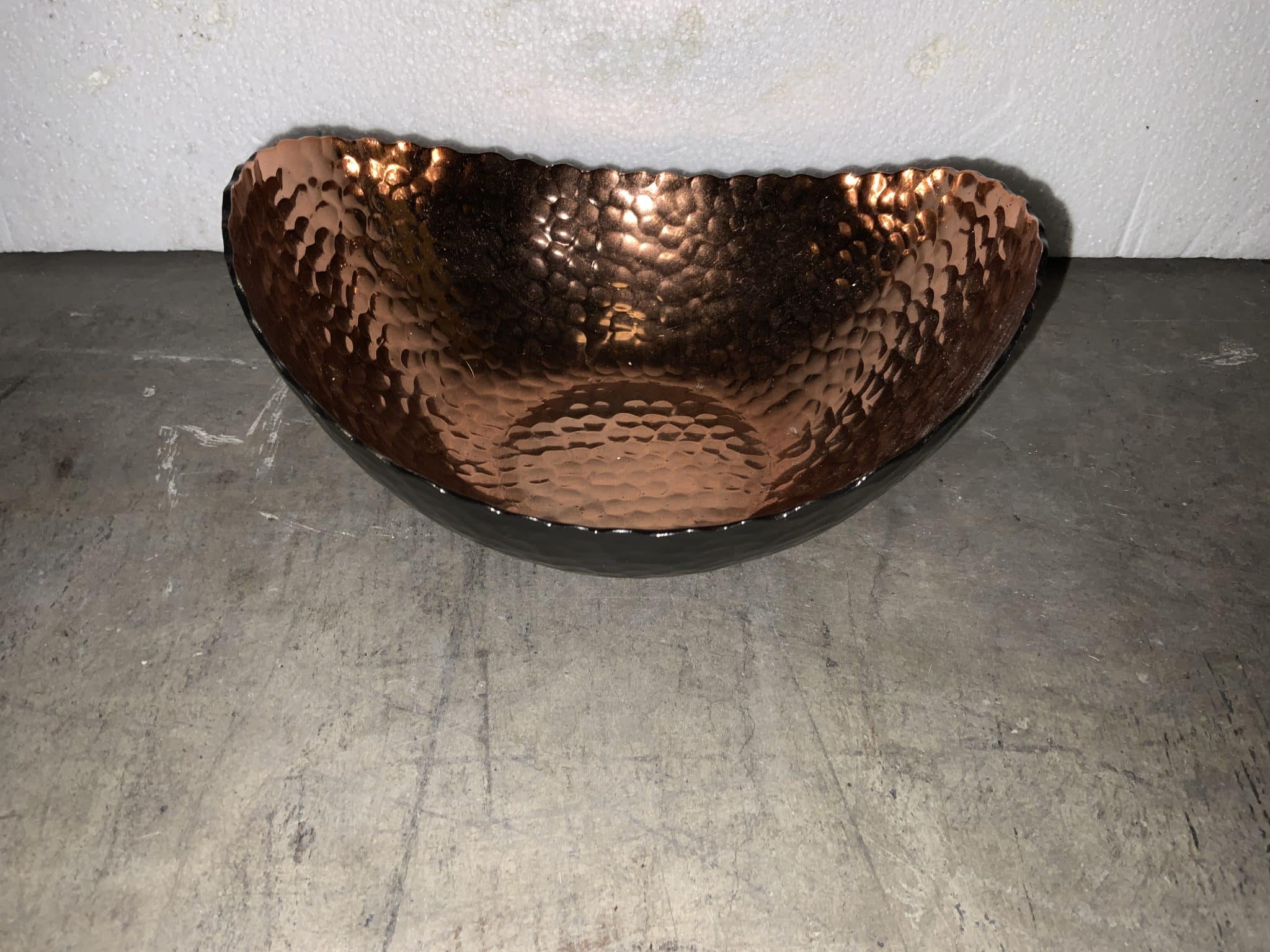 Black & Copper Silver Hammered Bowl 7”x2”