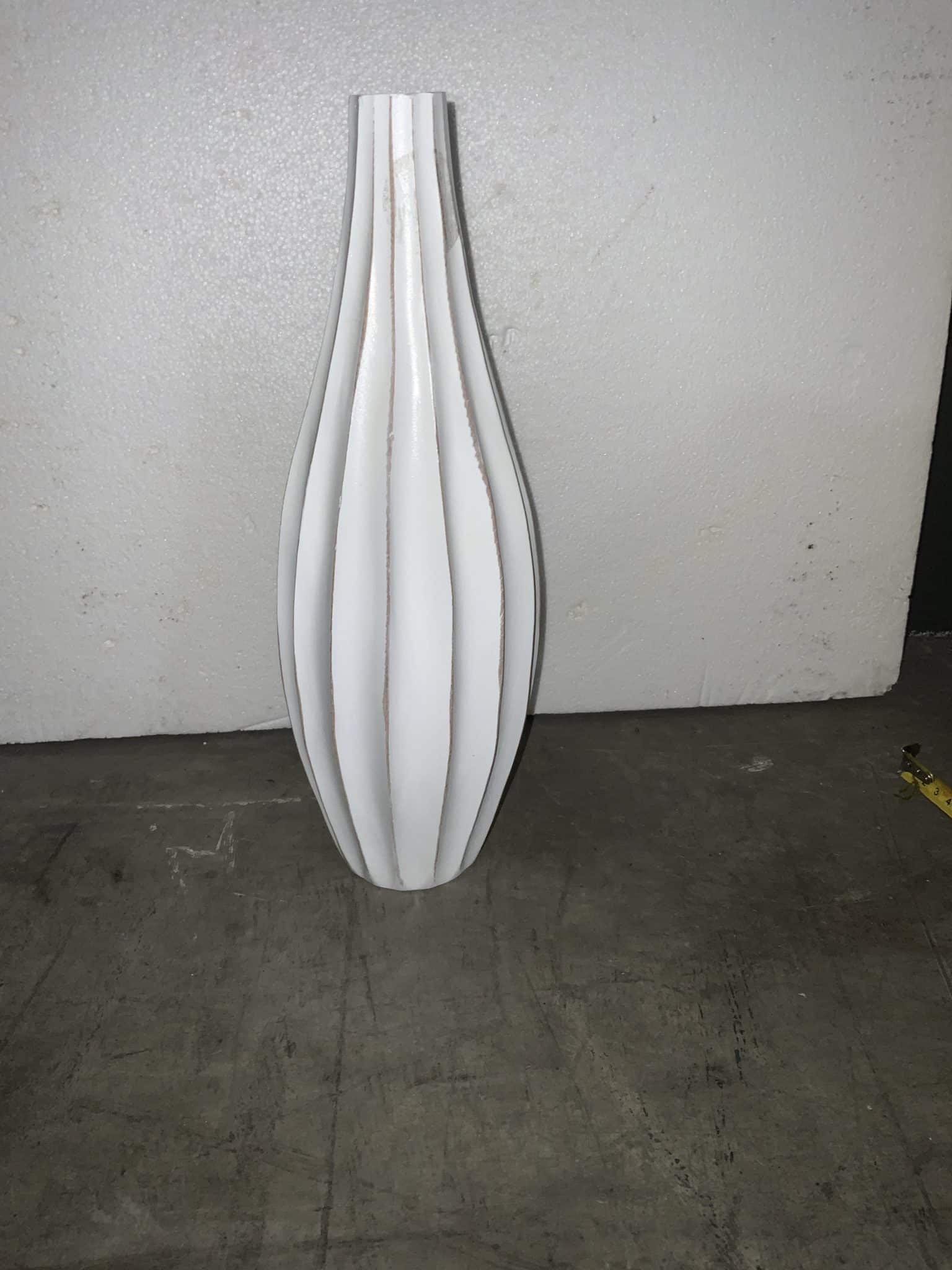 White Wavy Textured Vase 17”x2”