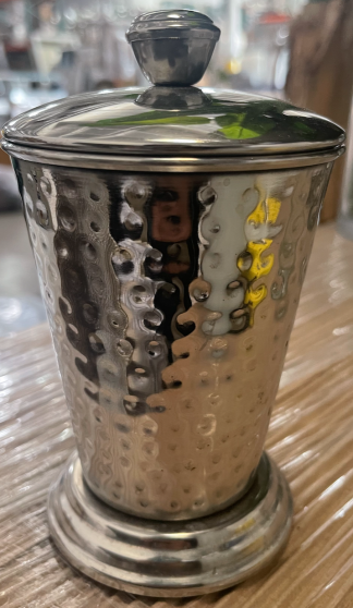 Hammered Chrome Cotton Jar