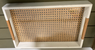 White Wood Woven Tray 18x12